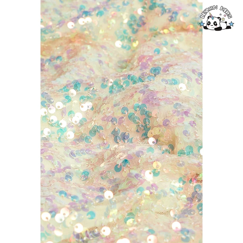 LEZONKIDS - Vestido de menina sem mangas com lantejoulas coloridas para o verão